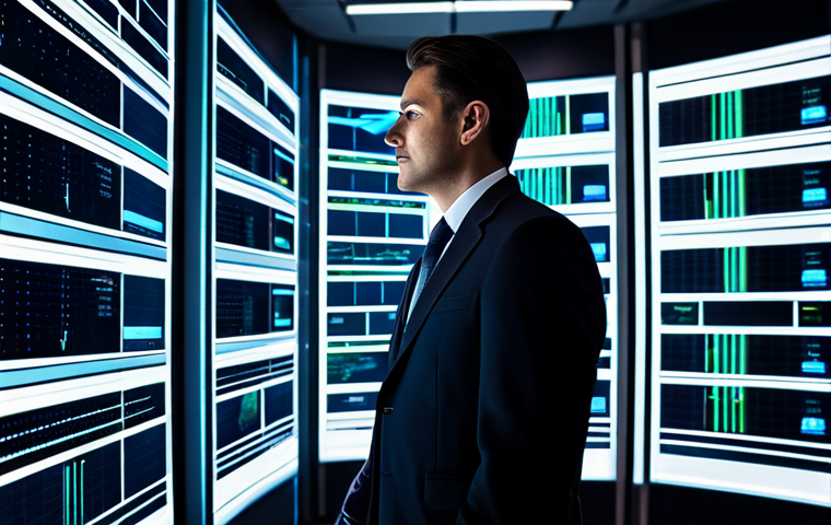 A professional executive in a modest business suit, standing in a sophisticated, high-tech data analysis center. Large holographic displays surround them, showcasing intricate graphs, complex algorithms, and future projections. The executive is actively engaging with a transparent screen, their expression thoughtful and focused, symbolizing deep analytical insight and foresight. The background is a blur of sleek server racks and glowing digital pathways. The scene is illuminated by soft, professional ambient lighting. safe for work, appropriate content, fully clothed, professional dress, perfect anatomy, correct proportions, natural pose, well-formed hands, proper finger count, natural body proportions, ultra-realistic photography, high-resolution.