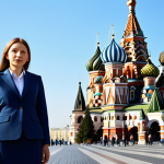 **

A successful businesswoman in Moscow, fully clothed in a tailored dark blue business suit, standing confidently in front of the Saint Basil's Cathedral. Background includes a clear sky and a few pedestrians. Professional photography, perfect anatomy, correct proportions, natural pose, safe for work, appropriate content, modest clothing, professional.

**