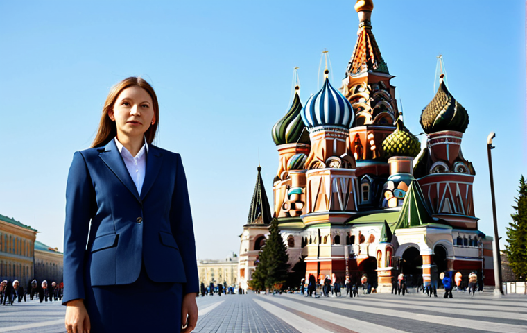 **
A successful businesswoman in Moscow, fully clothed in a tailored dark blue business suit, standing confidently in front of the Saint Basil's Cathedral. Background includes a clear sky and a few pedestrians. Professional photography, perfect anatomy, correct proportions, natural pose, safe for work, appropriate content, modest clothing, professional.
**