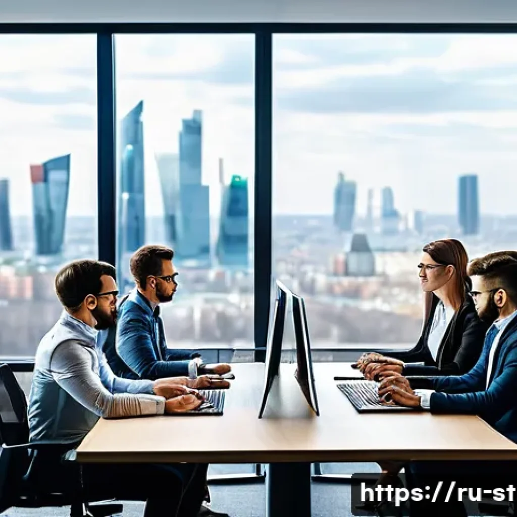 전략경영 실무 팁 - A modern corporate office scene showing a diverse team of professionals engaged in a strategic plann...