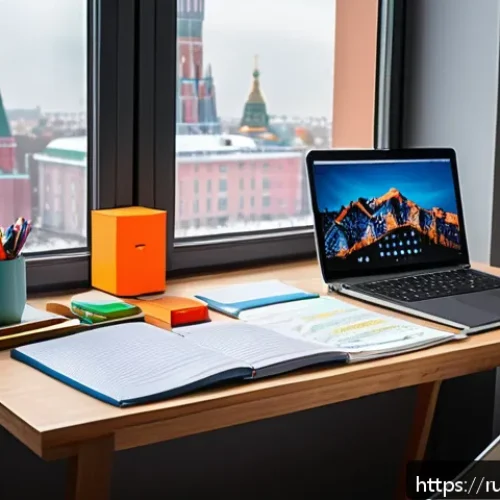Home 30 전략경영 실기 준비물 체크리스트 - A modern, organized study workspace in a cozy apartment in Moscow, featuring a wooden desk with neat...