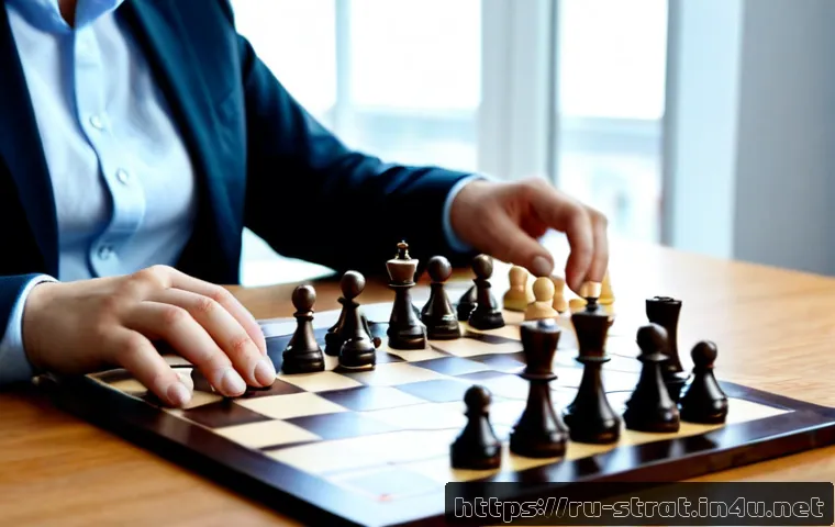 전략경영 초보자를 위한 용어 설명 - Photorealistic beginner-friendly strategic management scene in a modern Moscow small-business office...